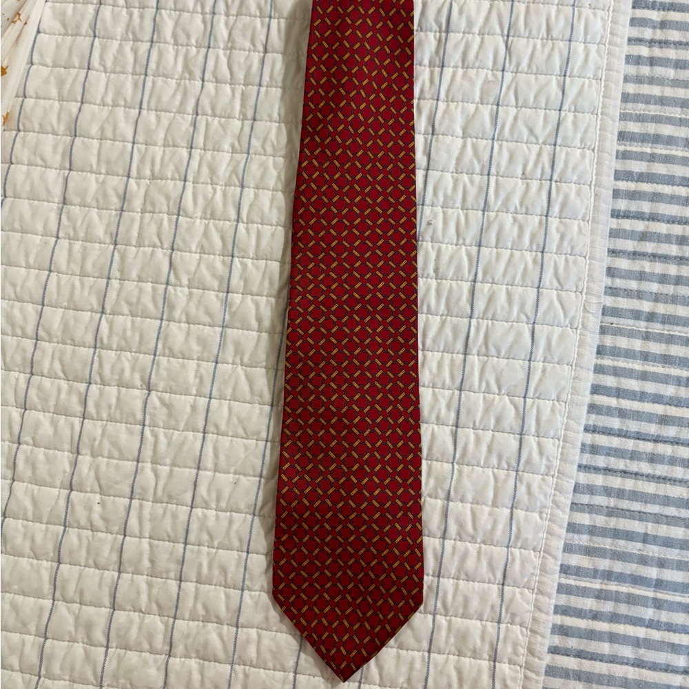 Dior Red and Gold Patterned Tie